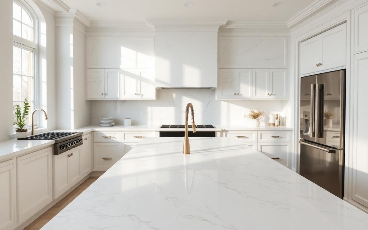 Calacatta Marble Kitchen — Gloss Finish