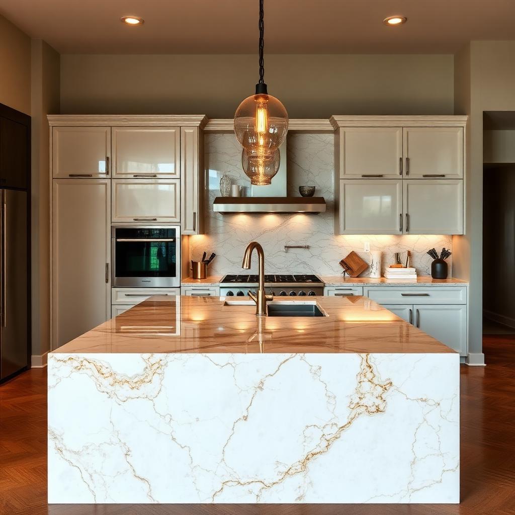 Calacatta Quartz Island — Full Protection Film