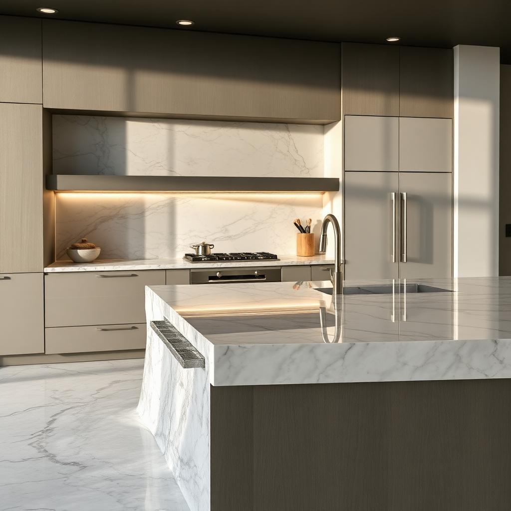 White Marble Waterfall Counter