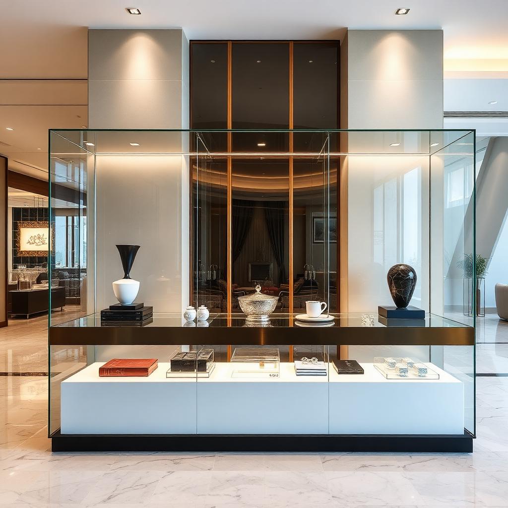 Hotel Lobby Glass Showcase